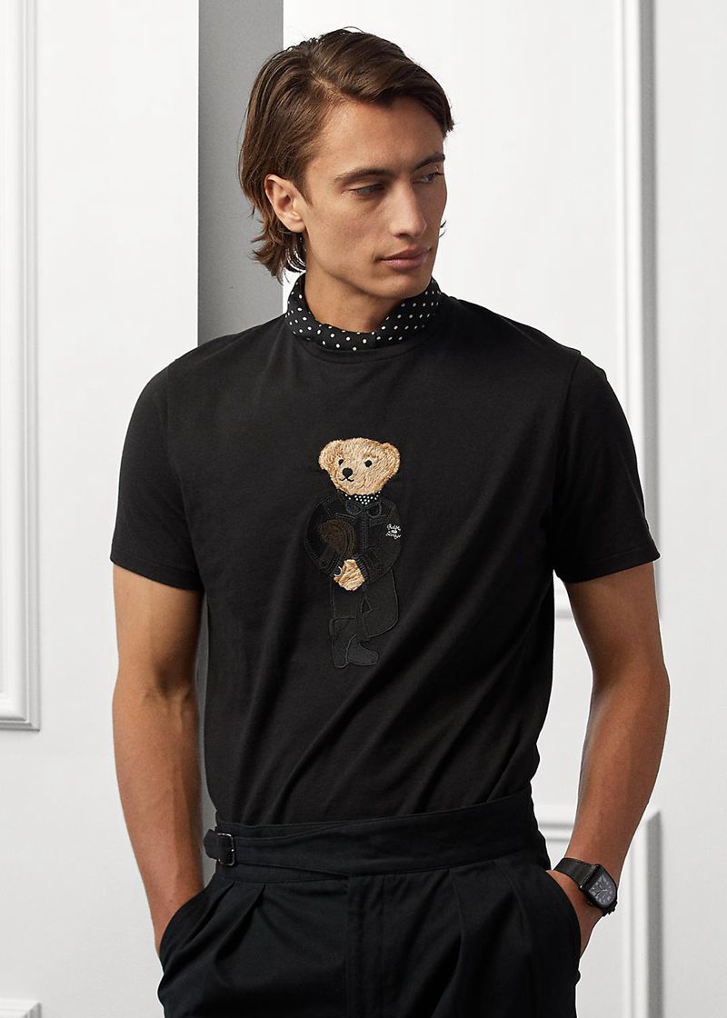 Camiseta Purple Label Hombre Polo Bear Jersey Chile Negras ILTCK-3054